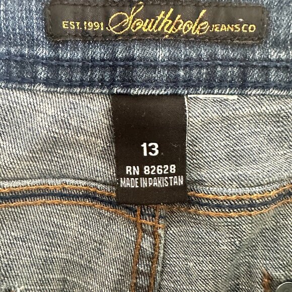 Y2K Southpole Capri Embroidered Gold Bling 90s Hip Hop Stretch Roll Up - Picture 7 of 16